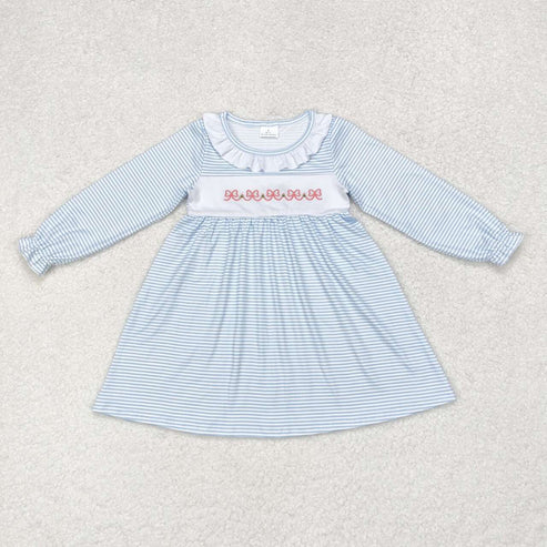 best sister blue stripes baby girls long sleeve embroidery clothes