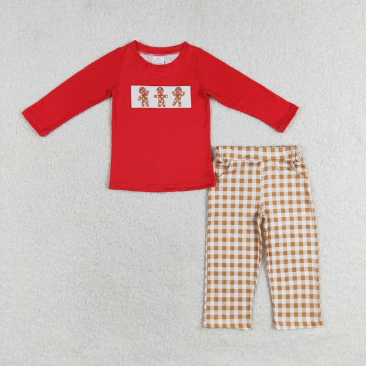 infant baby boy christmas gingerbread matching clothes
