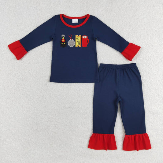 baby girl embroidery train bells believe print long sleeve clothes