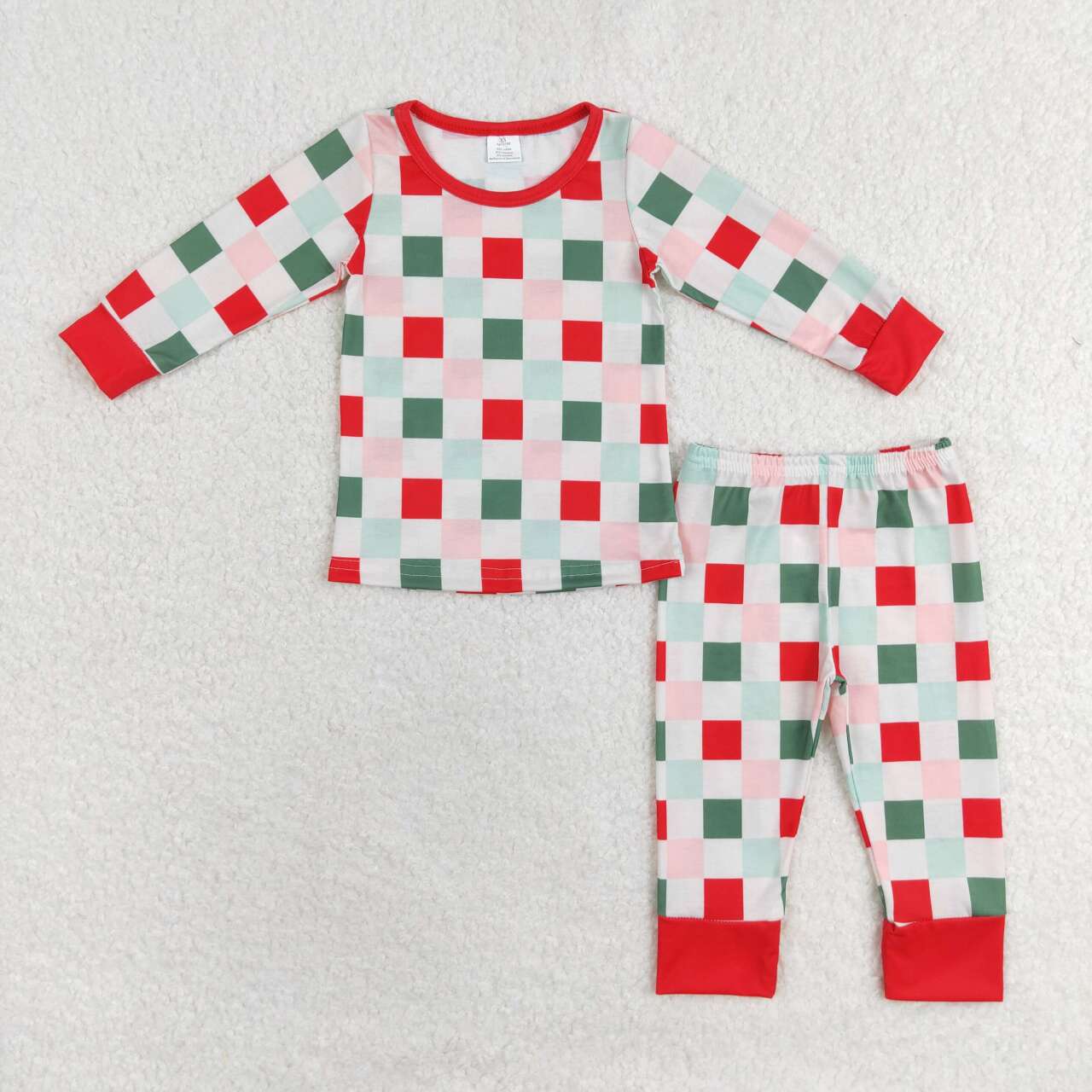 toddle baby red green checkered pajama set