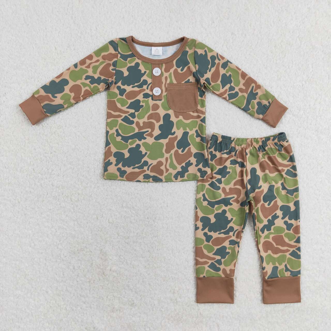 baby boy clothes green camo long sleeve bamboo pajama set