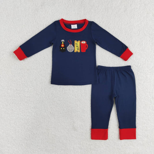 baby boy embroidery train bells believe print long sleeve clothes
