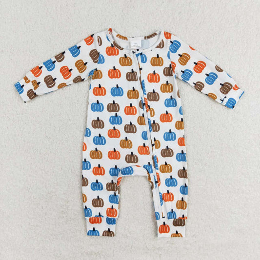 toddle baby boy blue orange long sleeve zip romper