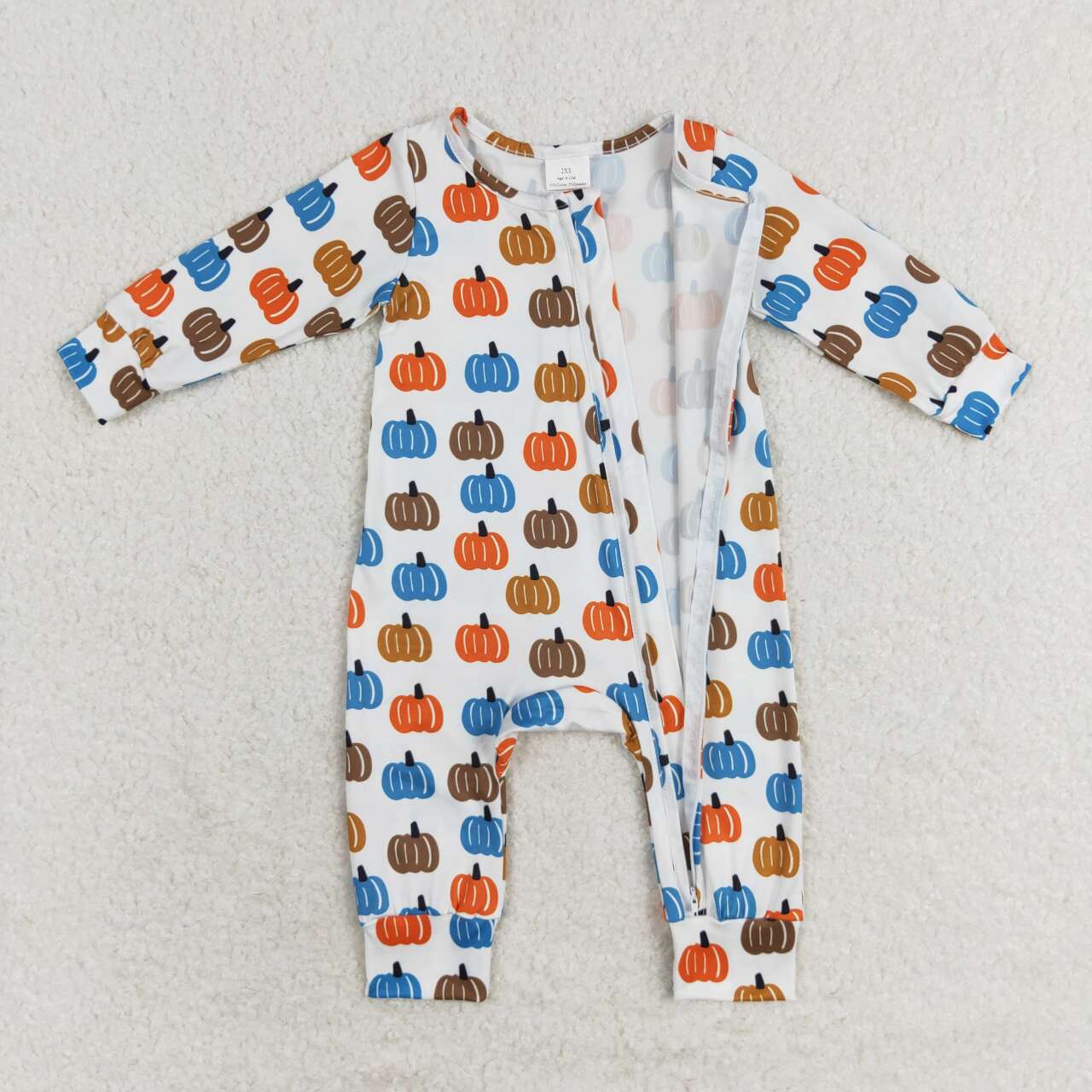 toddle baby boy blue orange long sleeve zip romper