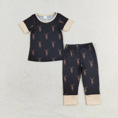 infant baby boy matching reindeer bamboo clothes