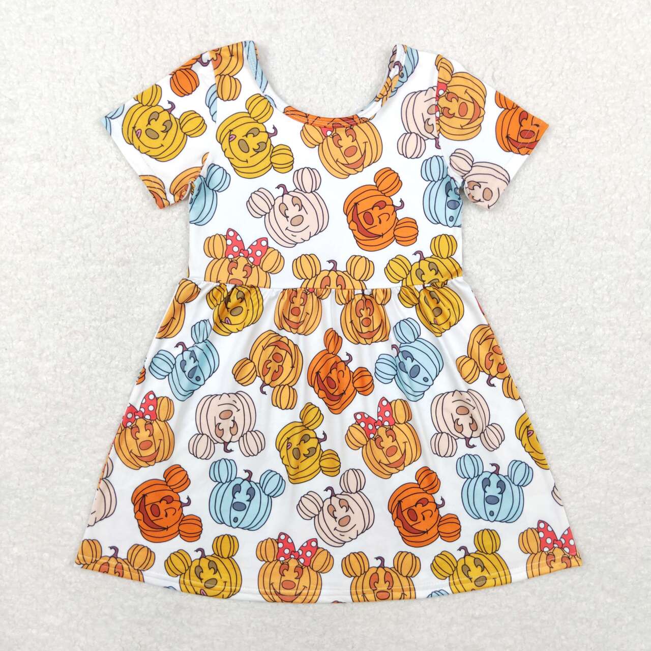 halloween pumpkin  girls wholesale short sleeve dress