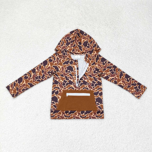 baby boy long sleeve brown camo hoodie top