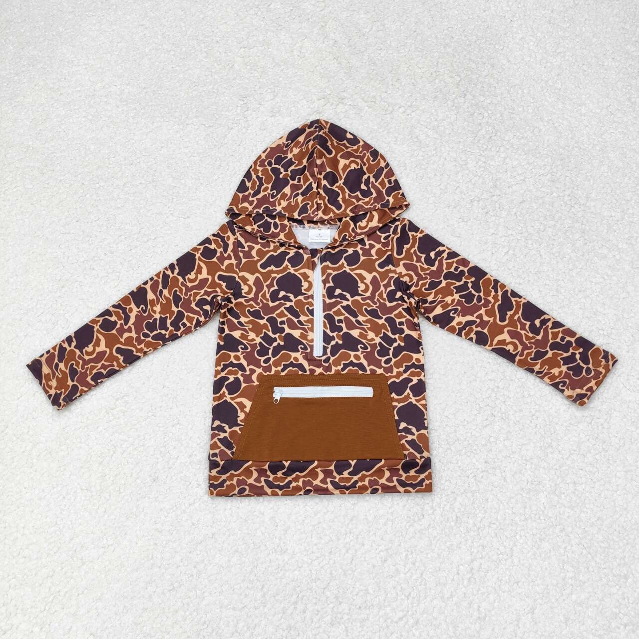 baby boy long sleeve brown camo hoodie top