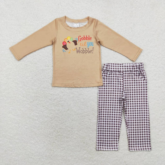 baby boy thanksgiving gobble long sleeve clothes