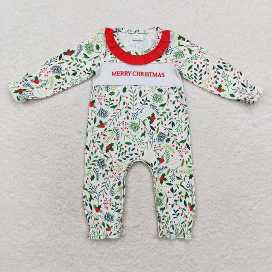 toddle baby girls merry christmas fall winter embroidery romper