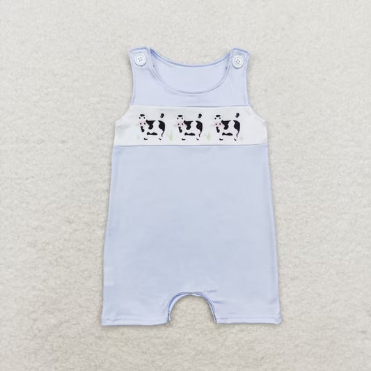 Embroidery farm cow romper