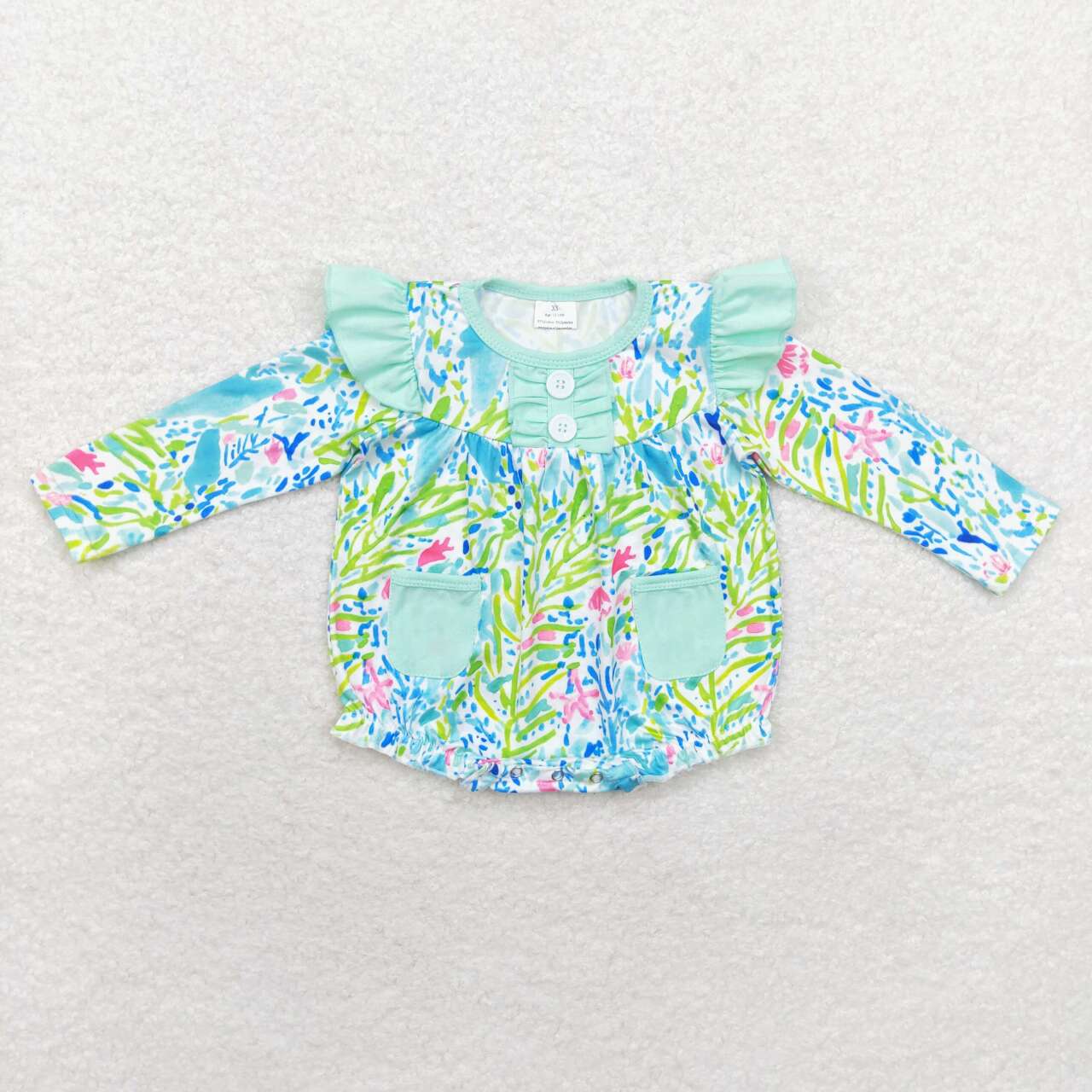 newborn toddle girls sea weed summer romper