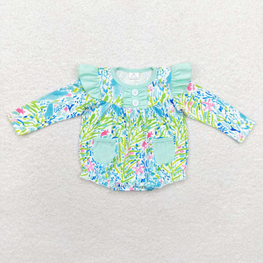 newborn toddle girls sea weed summer romper