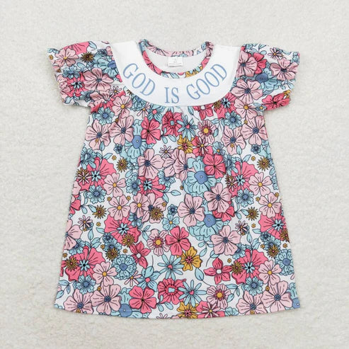 sister brother God is good pink blue floral boutique clothing set wholesale sibling clothes