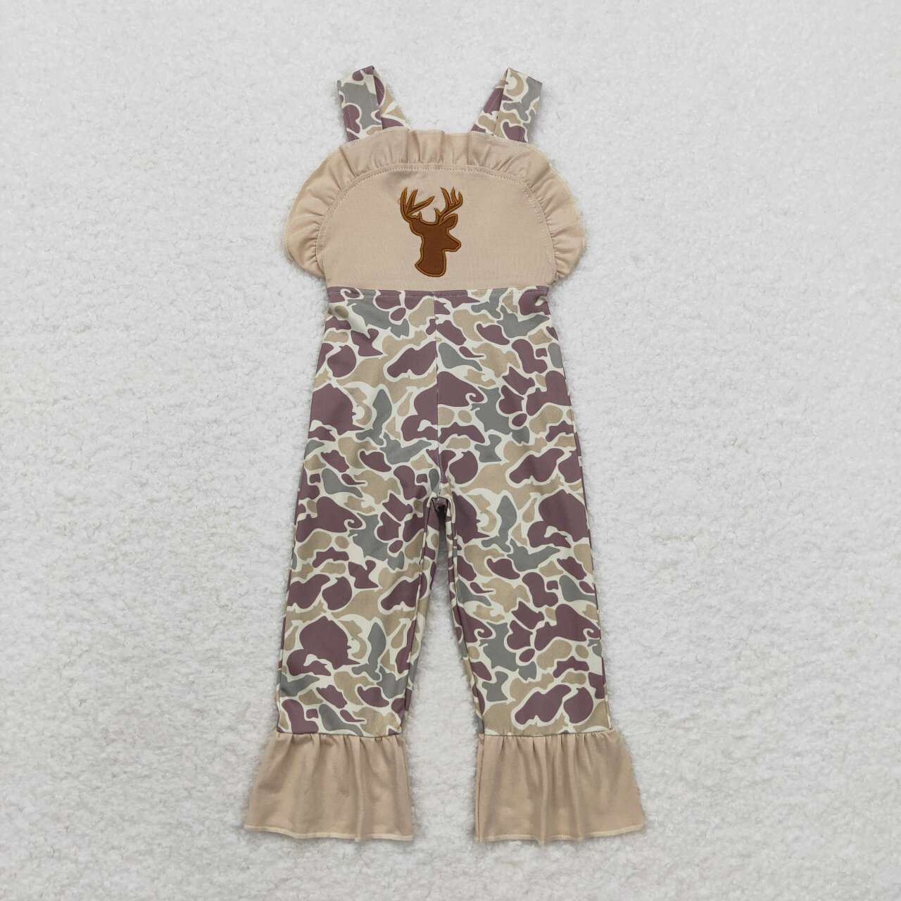 toddle baby girl camo embroidery reindeer jumpsuit romper