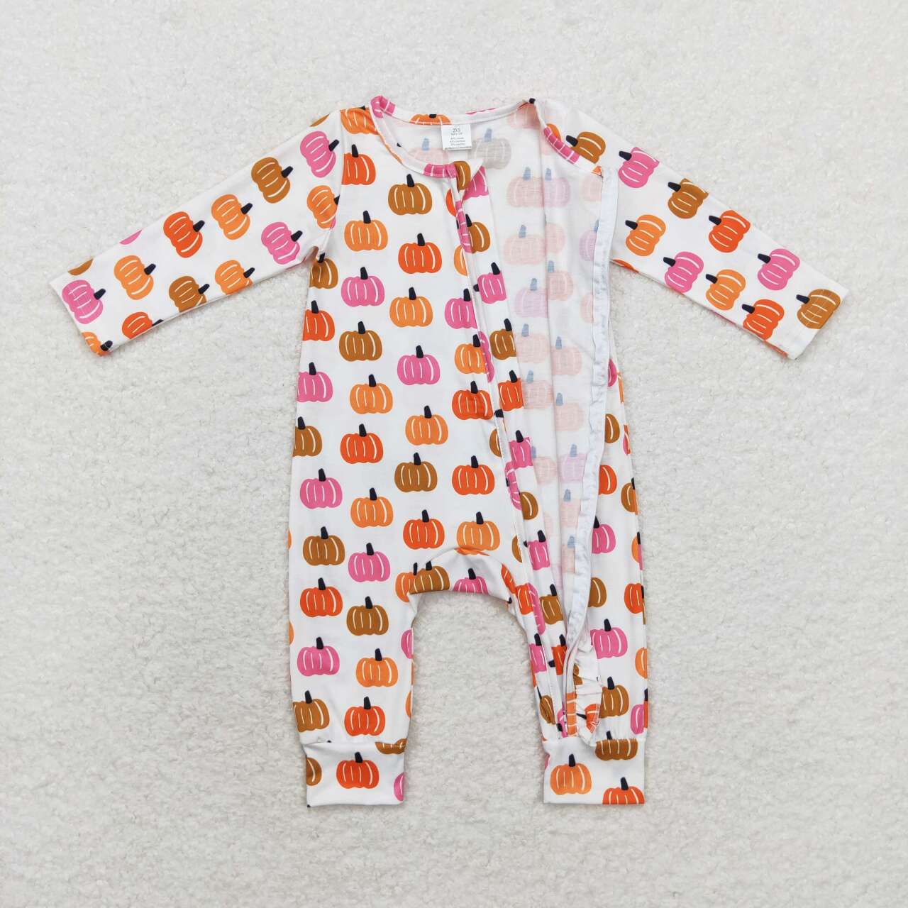 toddle baby girl pink orange long sleeve bamboo zip romper