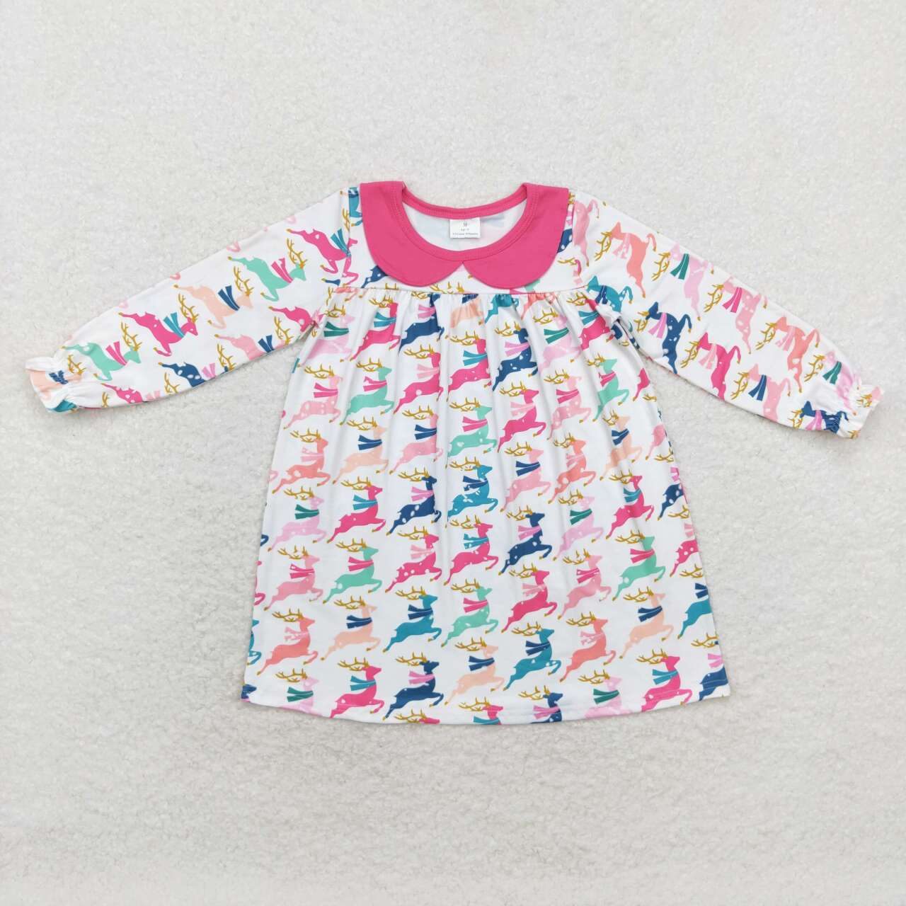 kids baby christmas reindeer print fall winter dress