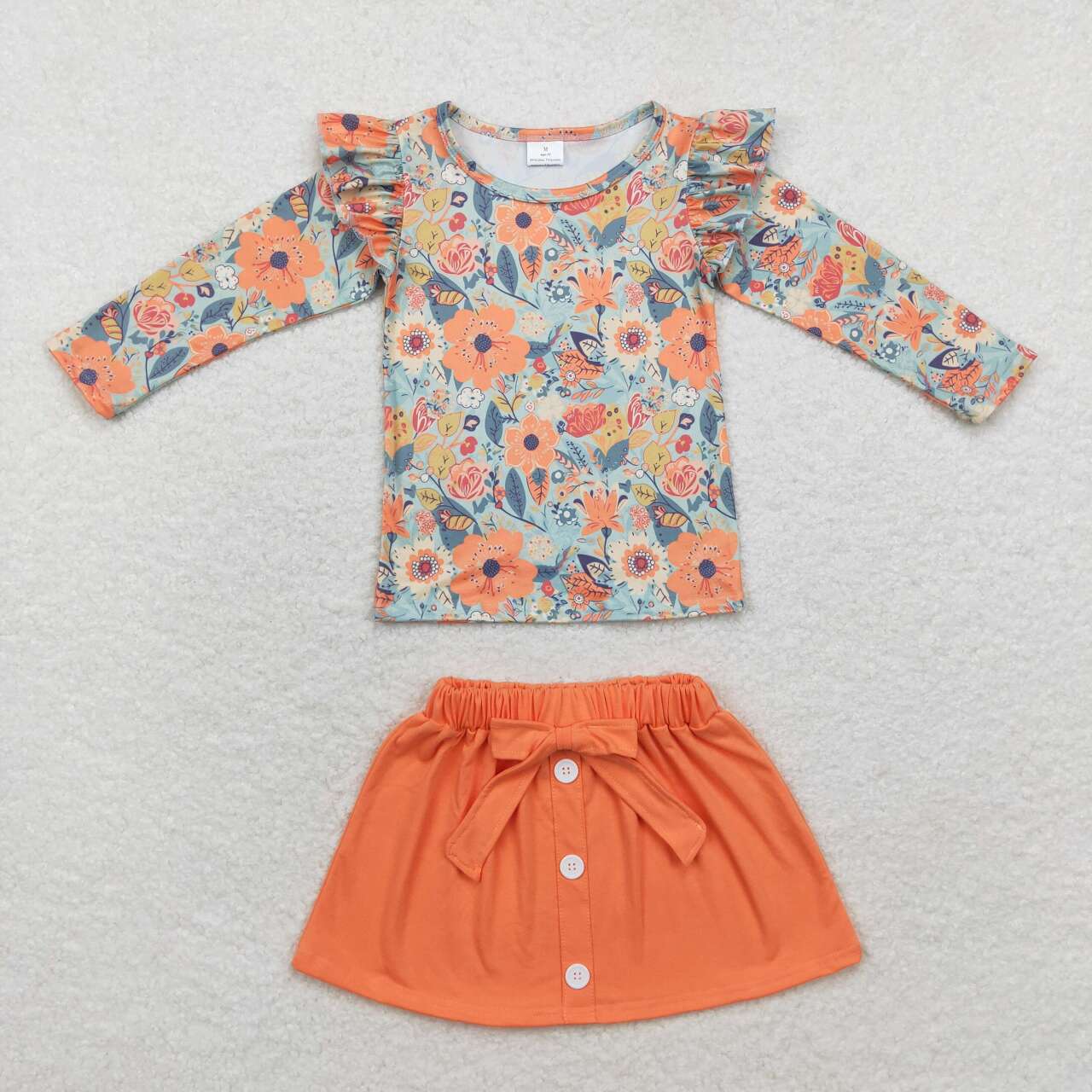 infant baby girls orange floral top matching skirt clothes