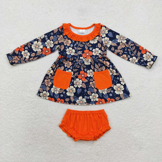 toddle baby girls navy floral summer bummies set