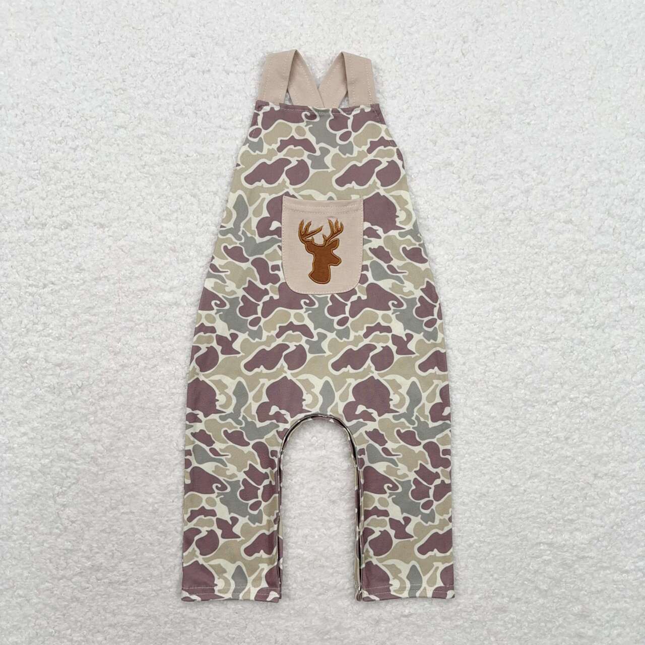 toddle baby boy camo embroidery reindeer jumpsuit romper