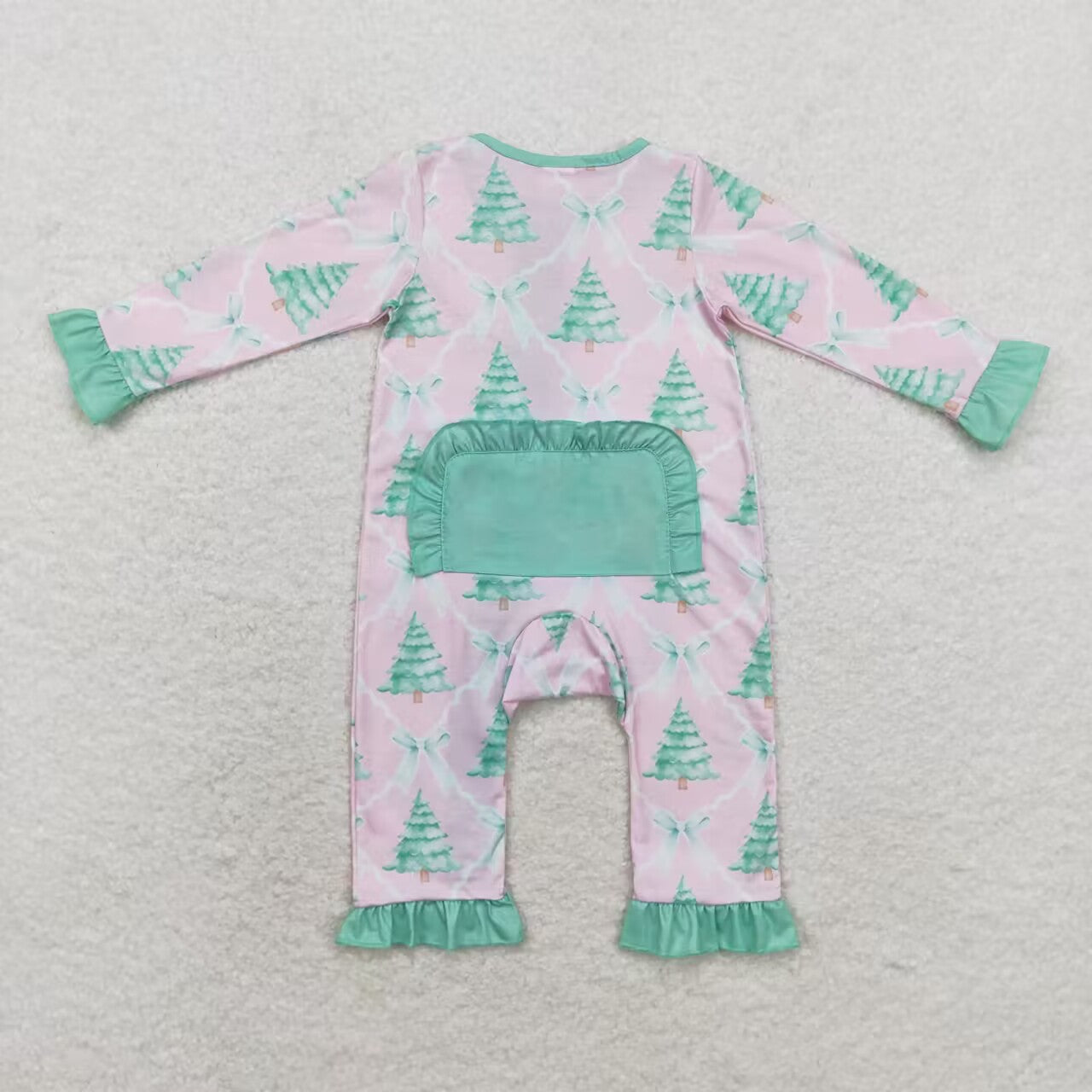 infant baby girls christmas tree zip bamboo romper
