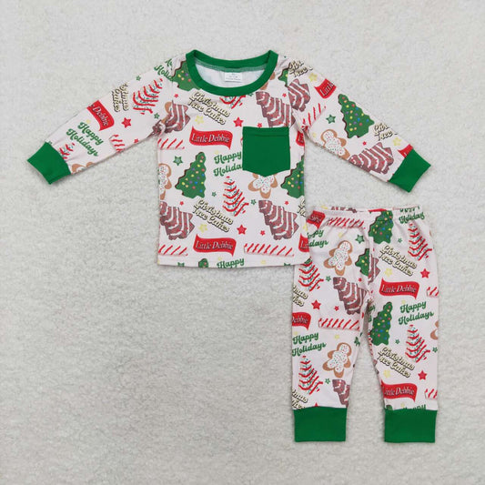 baby boy christmas tree cake long sleeve pajama set