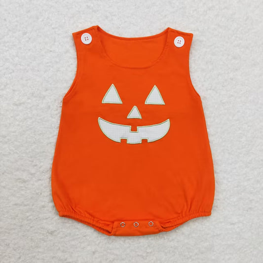 toddle boy embroidery halloween pumpkin romper