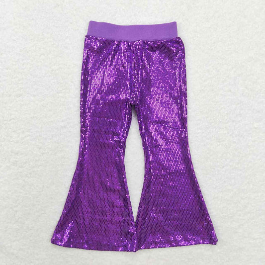 infant baby girls purple sequins bell bottoms