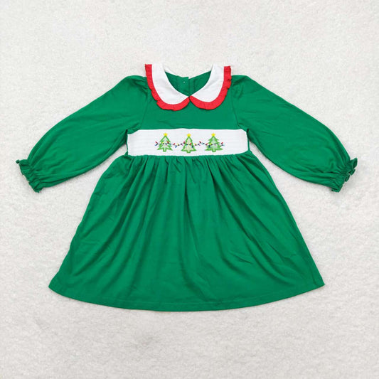 toddle baby girl smocked christmas tree dress