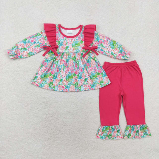 baby girl hot pink seaweed tunic top matching ruffle pants boutique fall winter clothes