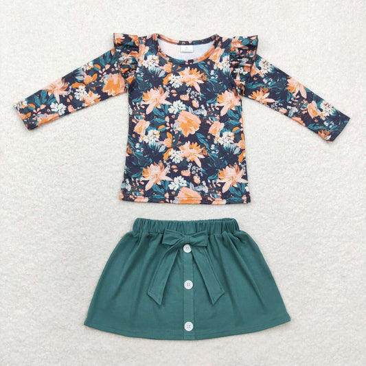 infant baby girls blue floral top matching skirt clothes