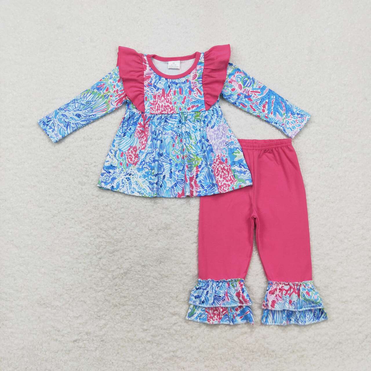 best sister blue pink tree tunic top matching pants fall winter clothes