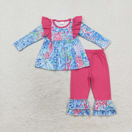 kids baby blue pink tree tunic top matching pants fall winter clothes