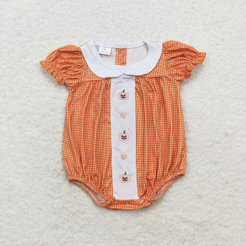 best sister embroidery fall pumpkin orange gingham clothes