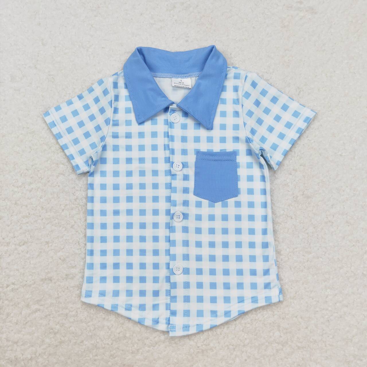 baby boy blue plaid short sleeve button down shirt