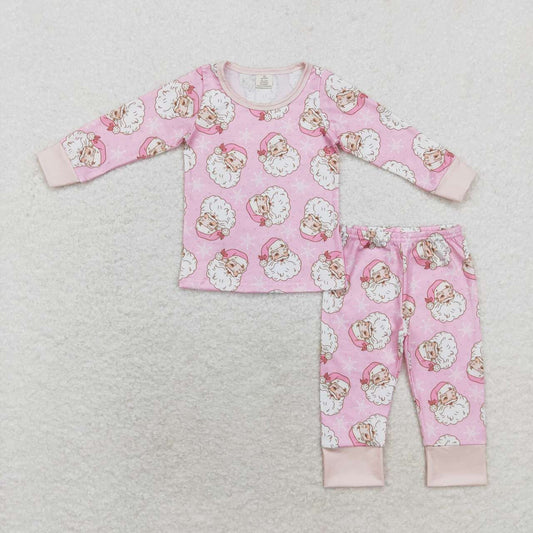 Christmas santa claus pink bamboo pajama set