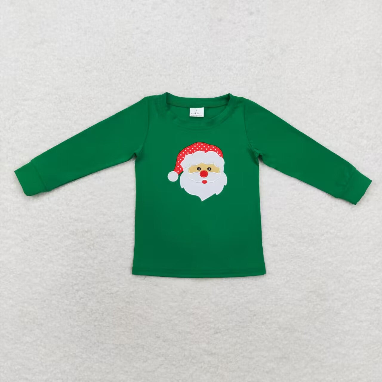 baby boy embroidery christmas santa claus green long sleeve holiday shirt