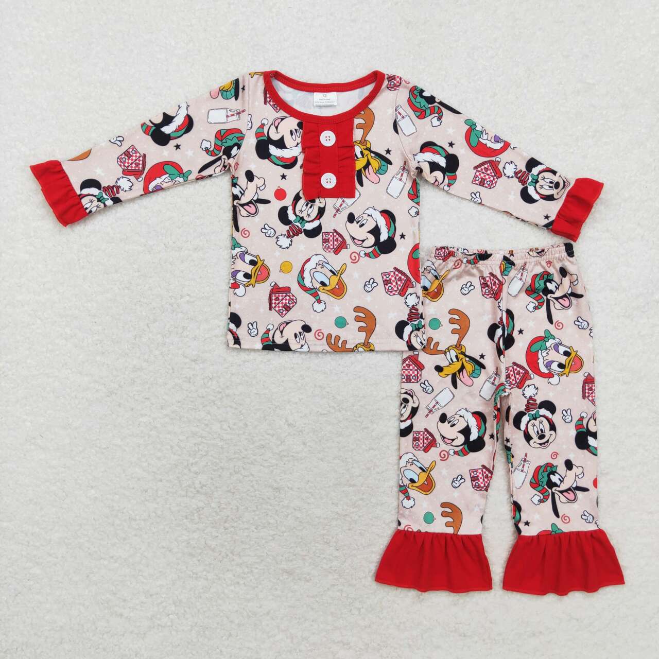 Girls Christmas cartoon mounse reindder pajama set