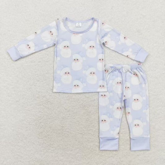 baby boy christmas blue santa claus bamboo pajama set