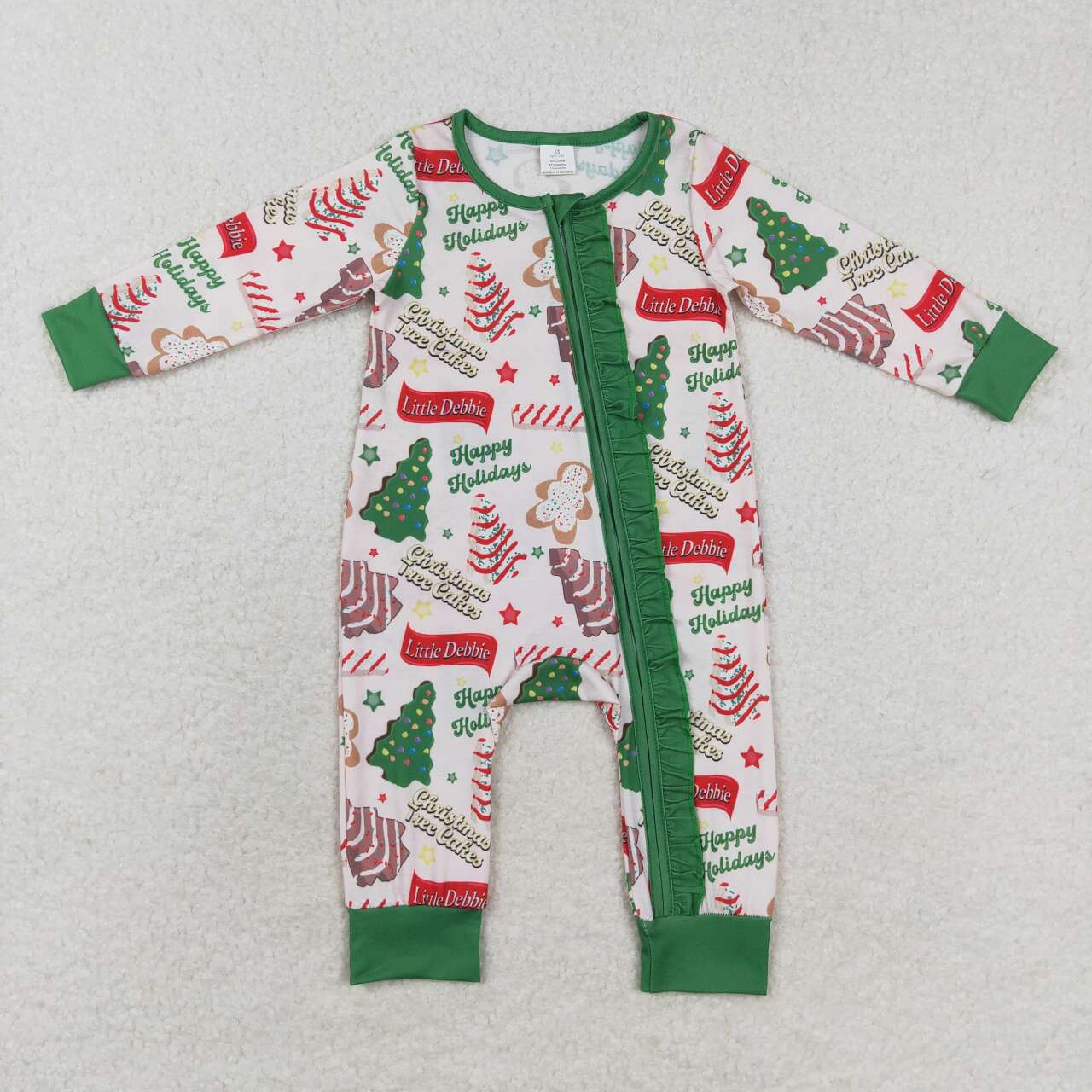 toddle baby boy christmas cake tree bamboo zip romper
