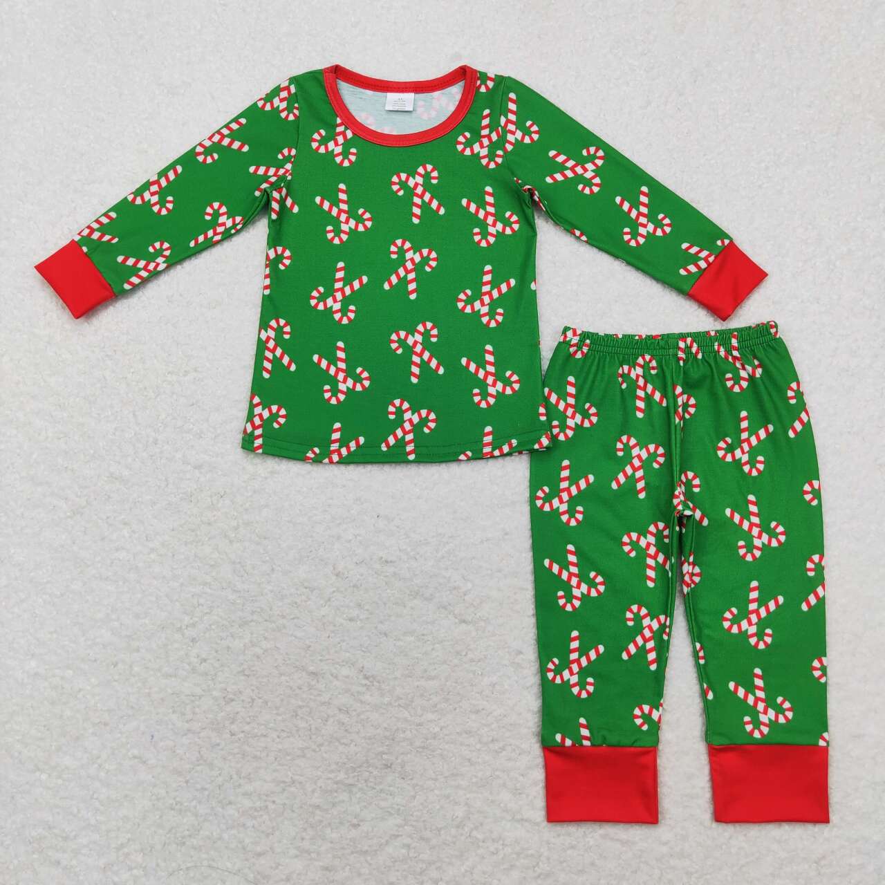 baby boy christmas candy cane long sleeve bamboo pajama set