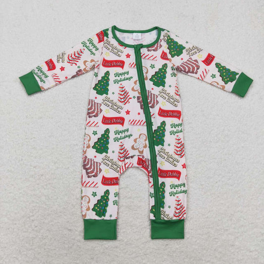 toddle baby girl christmas cake tree bamboo zip romper