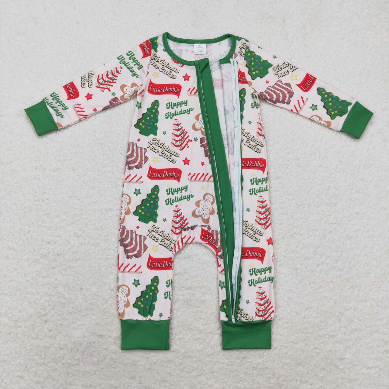 toddle baby girl christmas cake tree bamboo zip romper