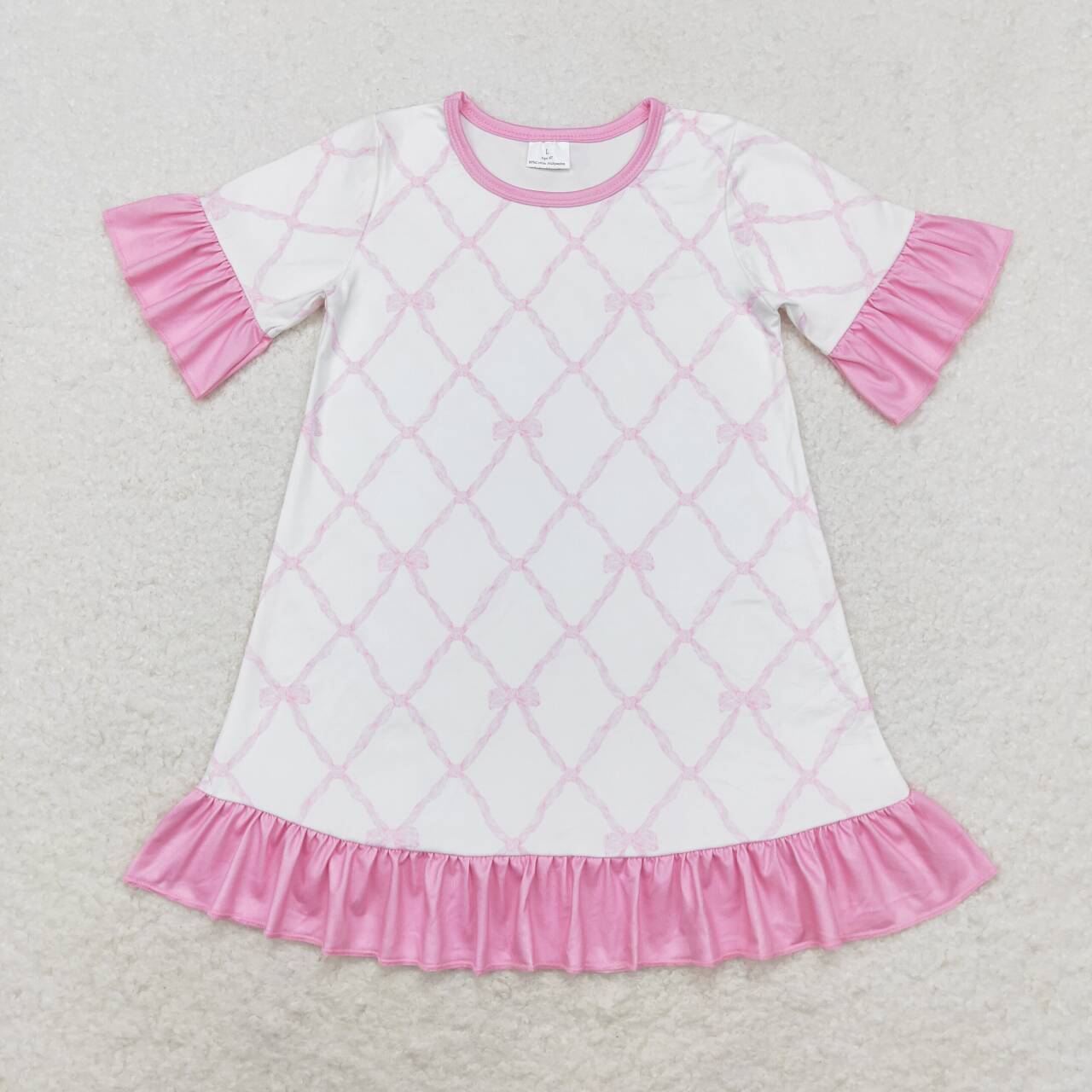 Infant baby girls pink bow boutique dress