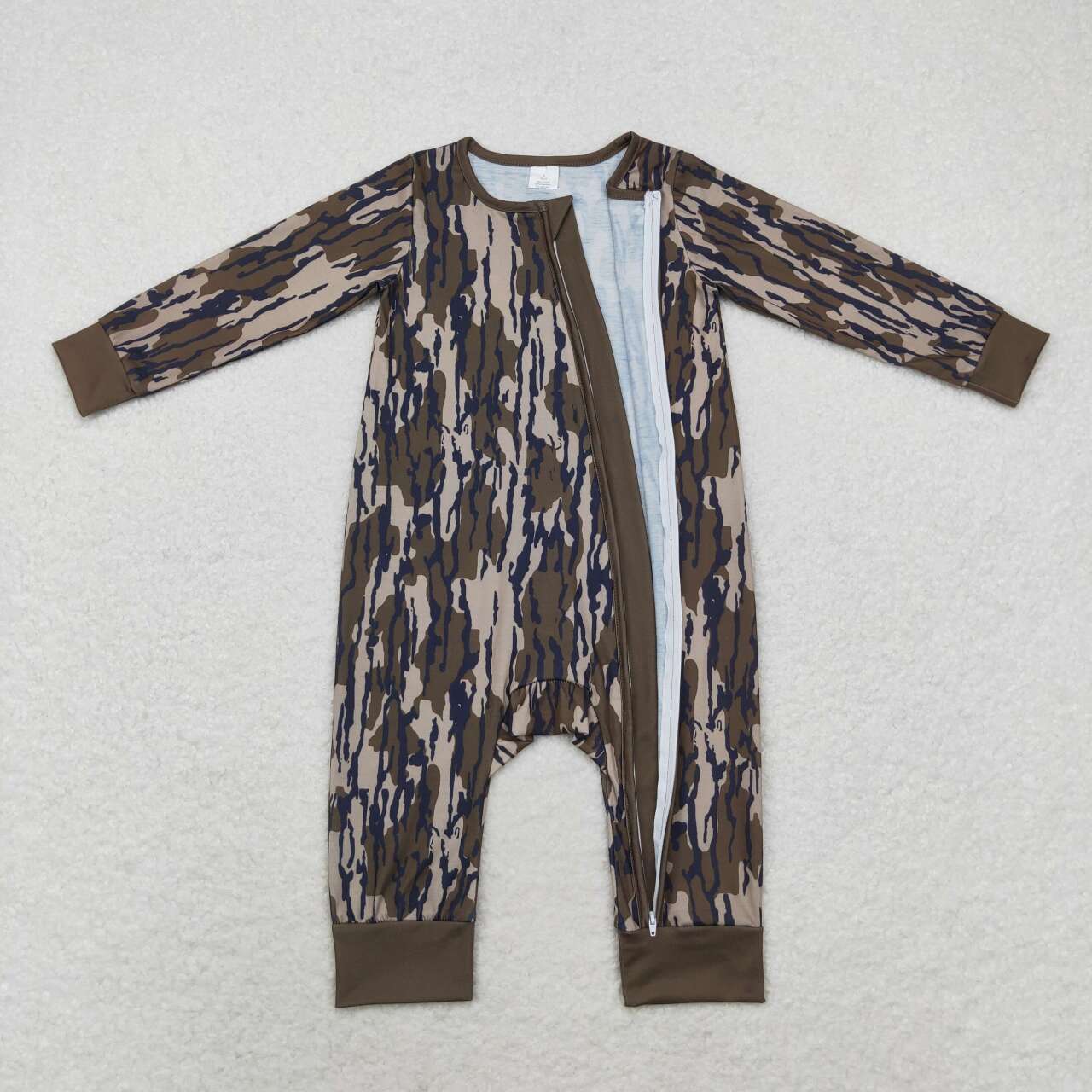 infant baby boy camo long sleeve zip romper