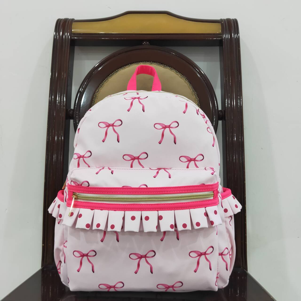 infant baby girls pink bow mini backpack