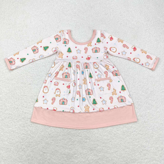 Christmas santa claus candy cane snowman fall winter long sleeve dress