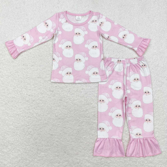 baby girl christmas pink santa claus bamboo pajama set