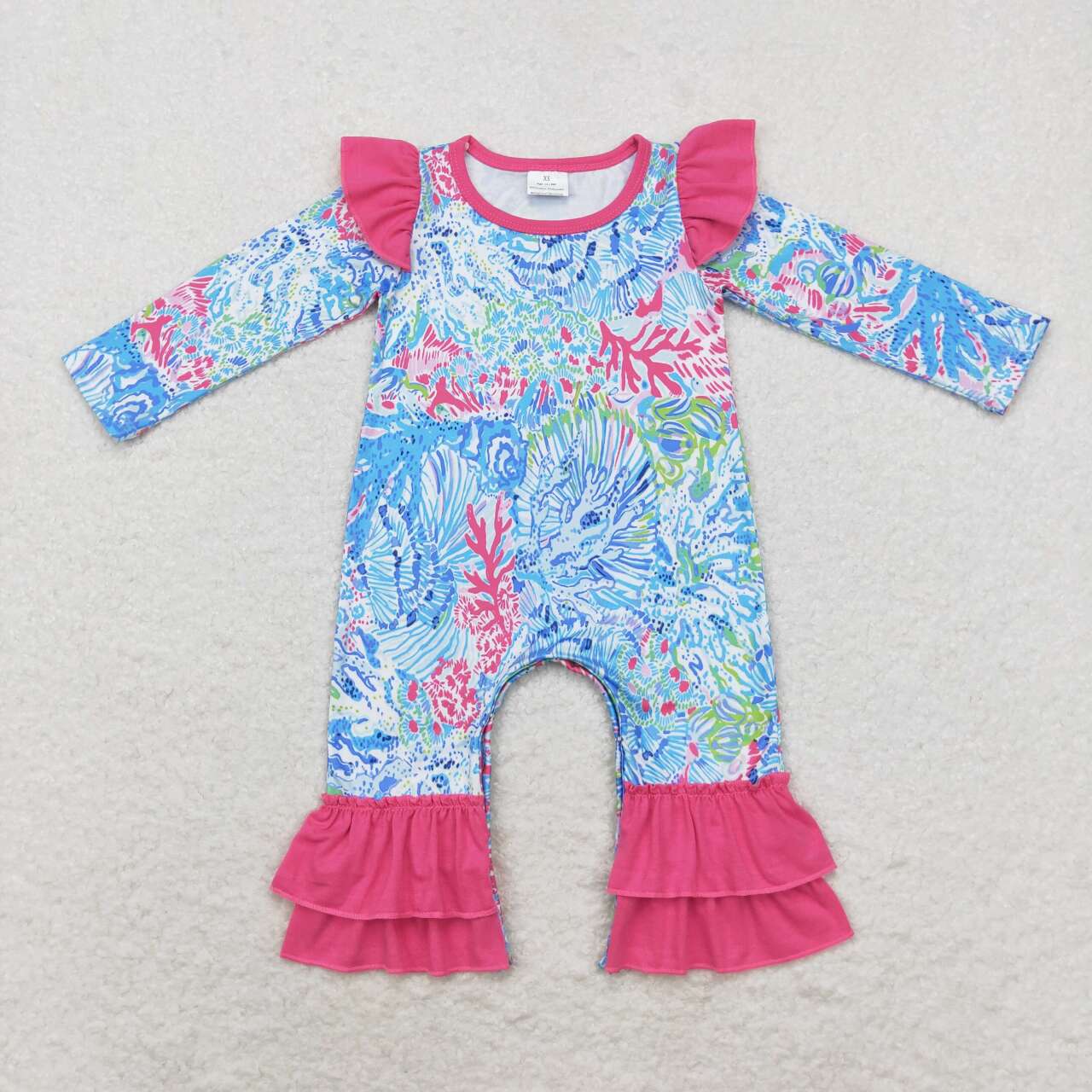 toddle baby girl blue floral boutique romper