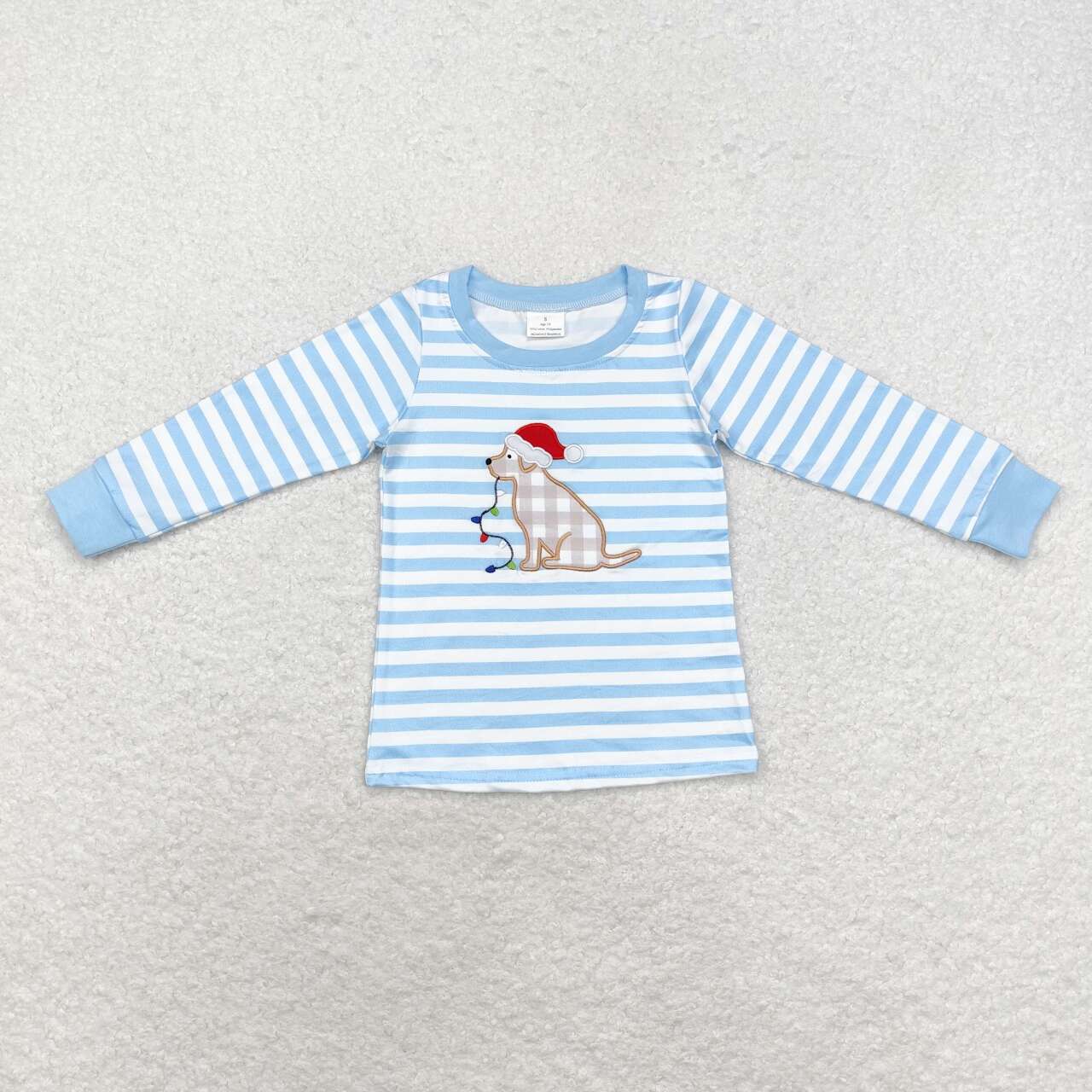 toddle baby boy embroidery christmas light dog design winter shirt